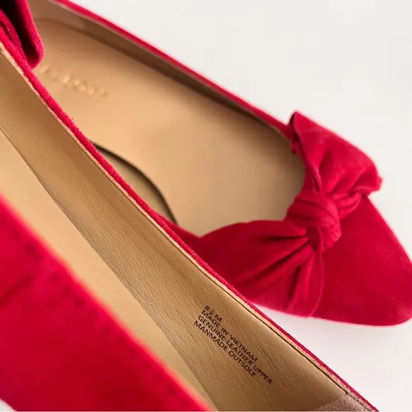 Talbots Red Suede Bow Flats, Size 8.5