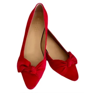 Talbots Red Suede Bow Flats, Size 8.5