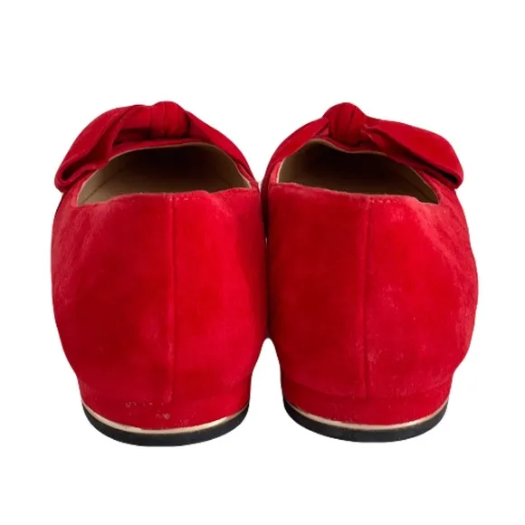 Talbots Red Suede Bow Flats, Size 8.5