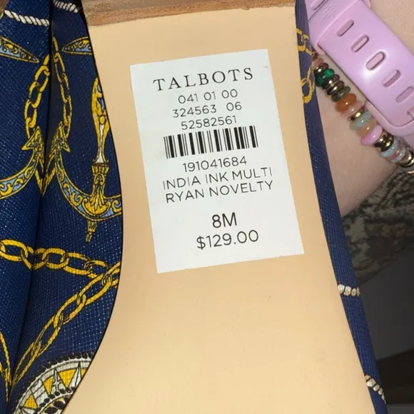 TALBOTS RYAN NAUTICAL-PRINT LOAFERS, sz 8