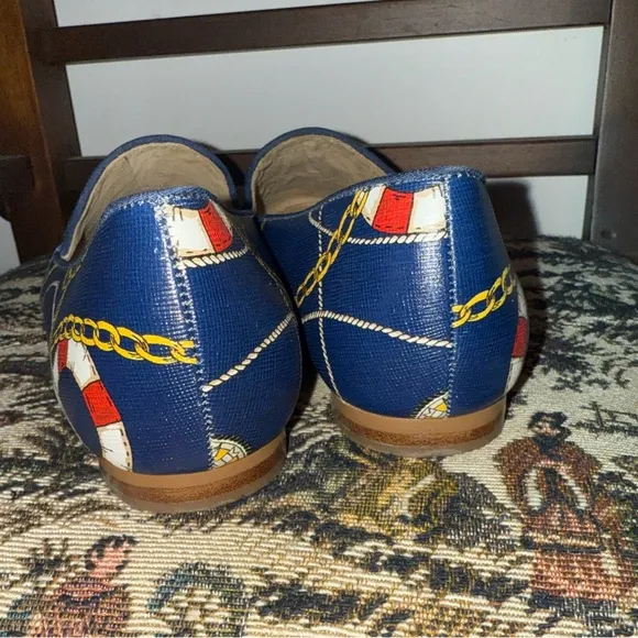 TALBOTS RYAN NAUTICAL-PRINT LOAFERS, sz 8