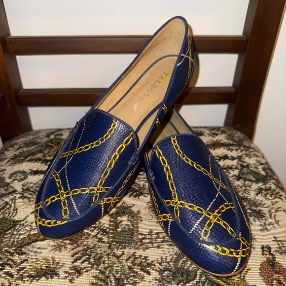 TALBOTS RYAN NAUTICAL-PRINT LOAFERS, sz 8