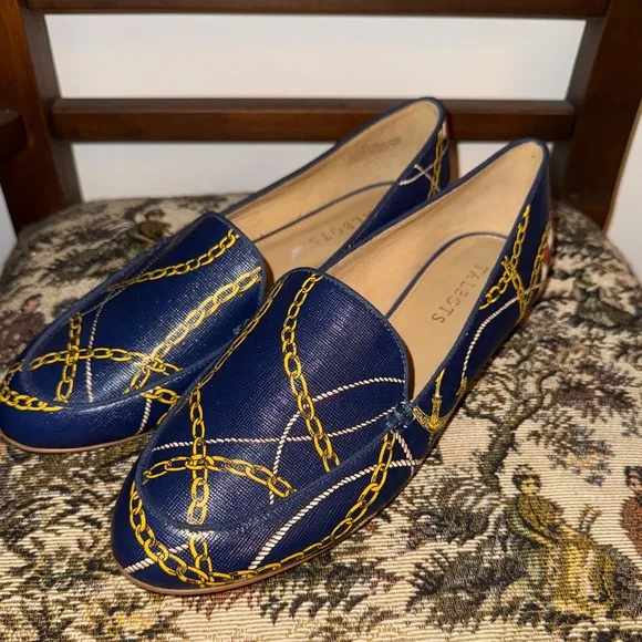 TALBOTS RYAN NAUTICAL-PRINT LOAFERS, sz 8