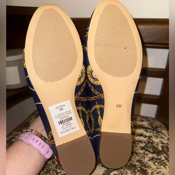 TALBOTS RYAN NAUTICAL-PRINT LOAFERS, sz 8