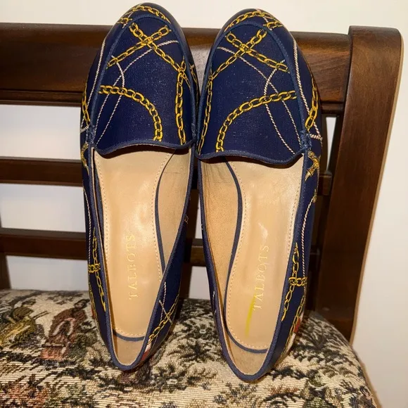 TALBOTS RYAN NAUTICAL-PRINT LOAFERS, sz 8