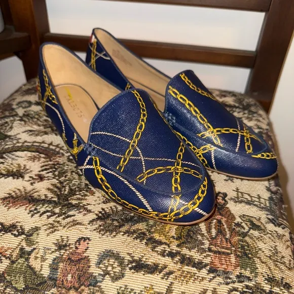 TALBOTS RYAN NAUTICAL-PRINT LOAFERS, sz 8