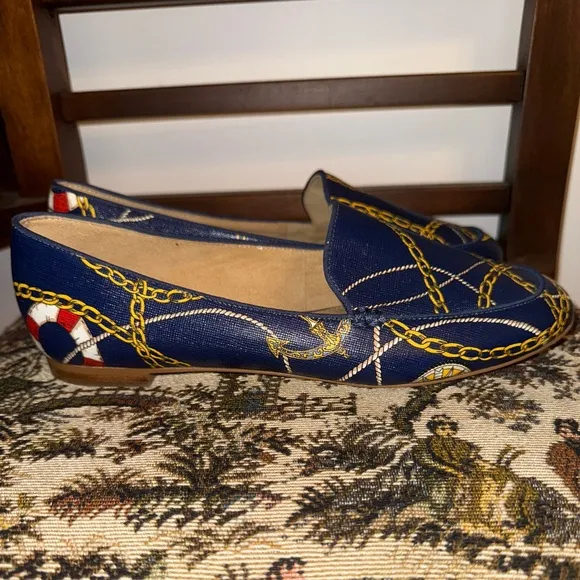 TALBOTS RYAN NAUTICAL-PRINT LOAFERS, sz 8