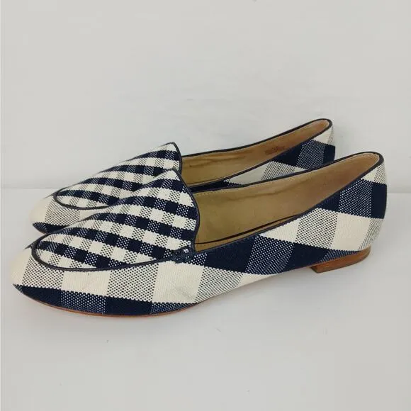 Talbots SZ 8.5 Ryan Loafers Blue Gingham Canvas