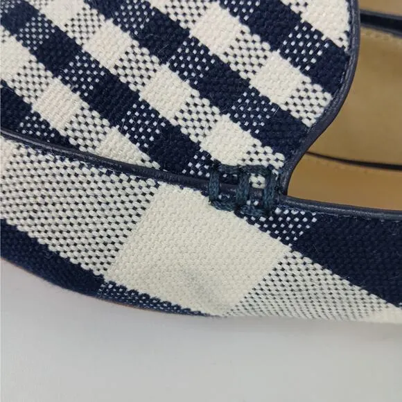 Talbots SZ 8.5 Ryan Loafers Blue Gingham Canvas