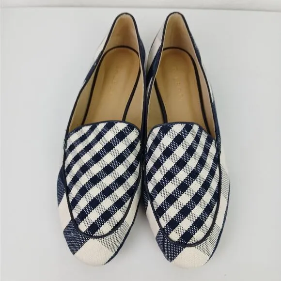 Talbots SZ 8.5 Ryan Loafers Blue Gingham Canvas