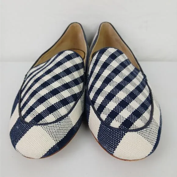 Talbots SZ 8.5 Ryan Loafers Blue Gingham Canvas