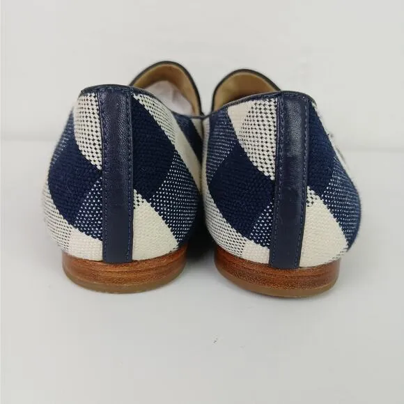 Talbots SZ 8.5 Ryan Loafers Blue Gingham Canvas