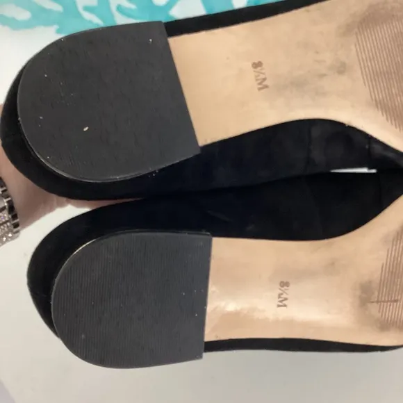 Talbots women’s black suede bow embellishments flats shoes 8.5 M