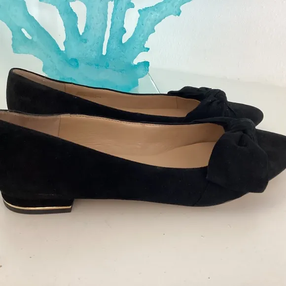 Talbots women’s black suede bow embellishments flats shoes 8.5 M