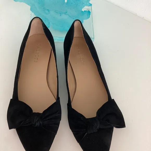 Talbots women’s black suede bow embellishments flats shoes 8.5 M