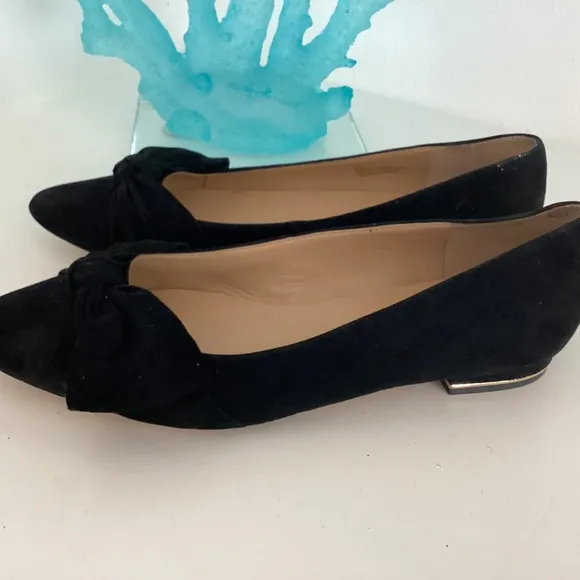 Talbots women’s black suede bow embellishments flats shoes 8.5 M