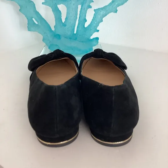 Talbots women’s black suede bow embellishments flats shoes 8.5 M
