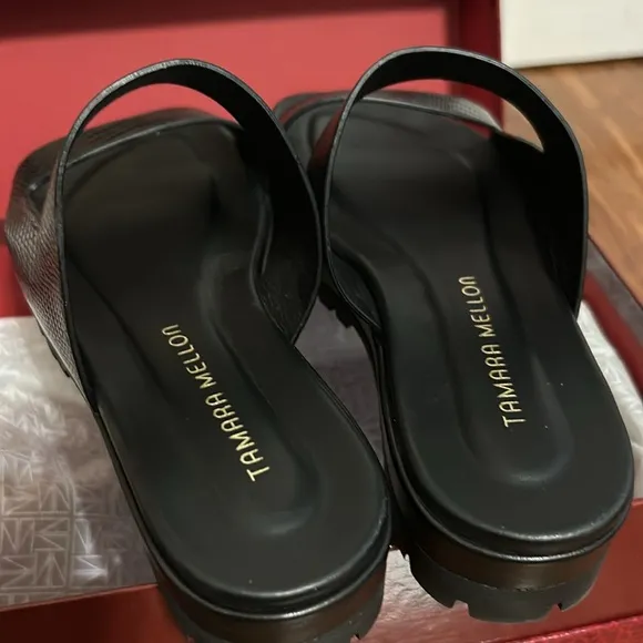 Tamara Mellon Black Slide Sandals
