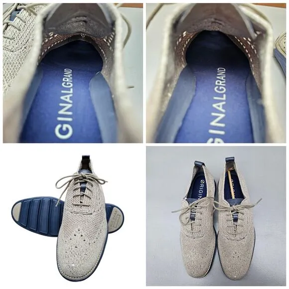 Tan Knit Oxfords Cole Haan StitchLite Size 10.5 Original Grand Wingtip Sneakers
