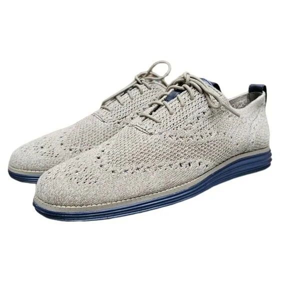 Tan Knit Oxfords Cole Haan StitchLite Size 10.5 Original Grand Wingtip Sneakers