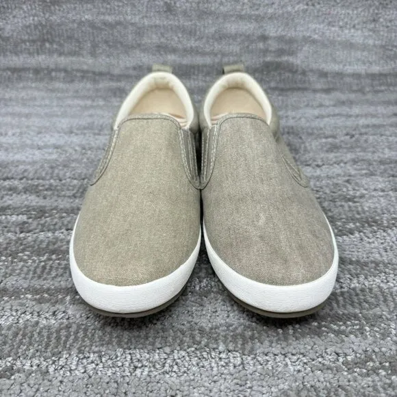 Taos Beige Dandy Canvas Slip On Shoes Womens 6 Loafers Antimicrobial Brand New