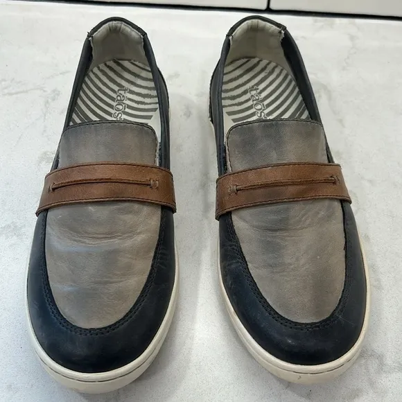 Taos Upward Black/Natural Multi Leather Flats Loafers Size 8.5