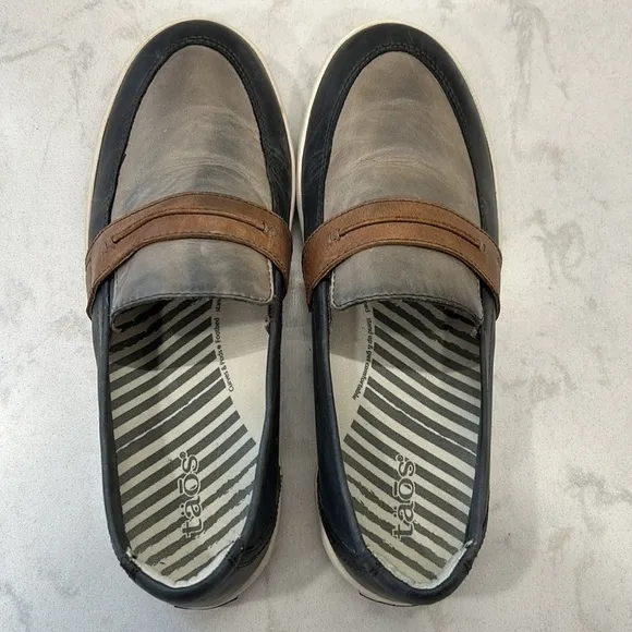 Taos Upward Black/Natural Multi Leather Flats Loafers Size 8.5