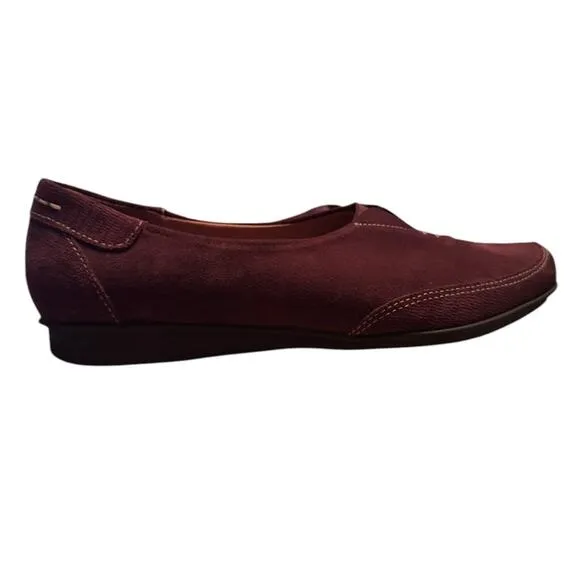 TAOS Z1241 Marvey Bordeaux Suede Slip-On Flats EU41