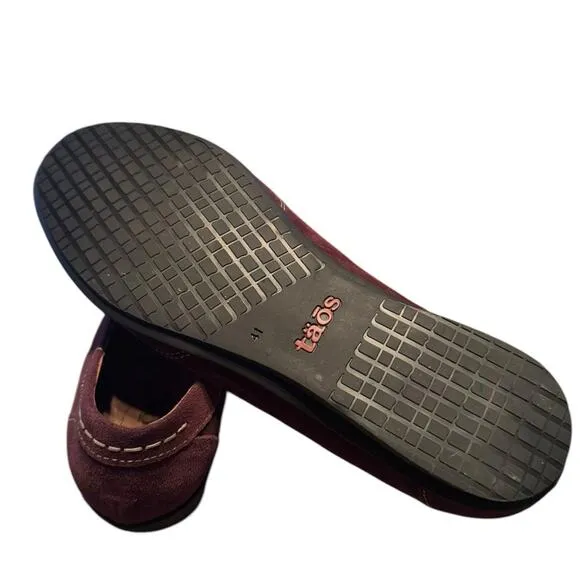 TAOS Z1241 Marvey Bordeaux Suede Slip-On Flats EU41