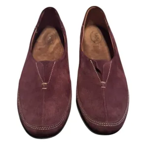 TAOS Z1241 Marvey Bordeaux Suede Slip-On Flats EU41