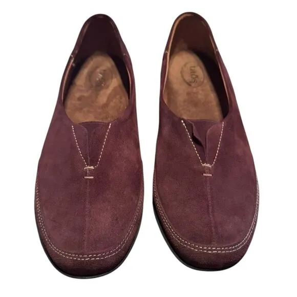 TAOS Z1241 Marvey Bordeaux Suede Slip-On Flats EU41