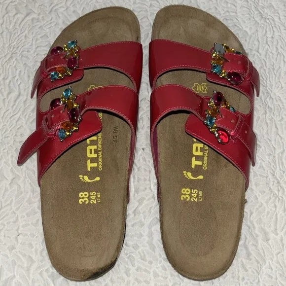 Tatami BIRKENSTOCK Rhinestone Leather Suede Cork Sandals NWOT