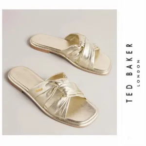 Ted Baker London Gold Leather Knotted Sandals