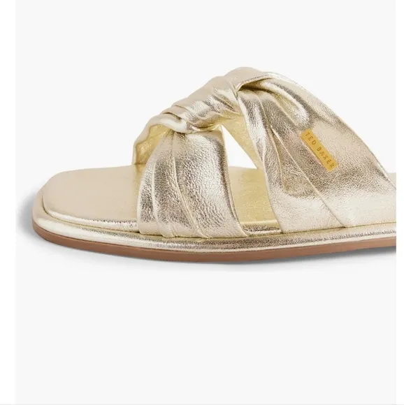 Ted Baker London Gold Leather Knotted Sandals