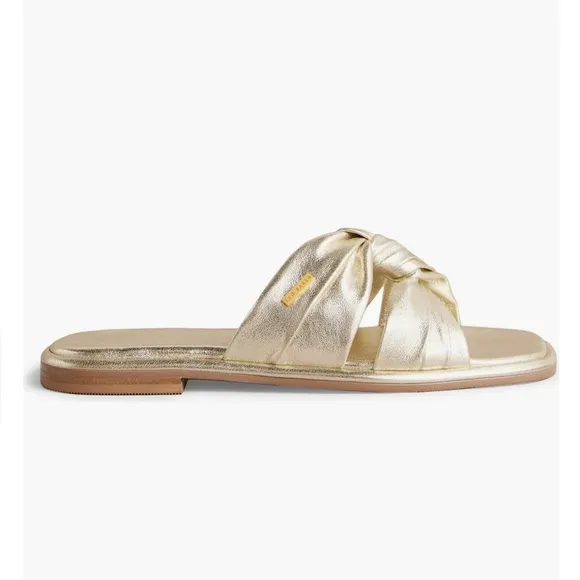 Ted Baker London Gold Leather Knotted Sandals