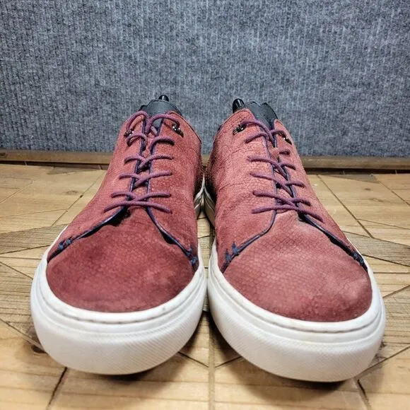 Ted Baker London Men's 10.5 Fish Scale Maroon Suede Lace Up Sneakers Shoes