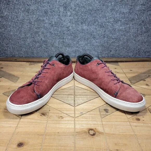 Ted Baker London Men's 10.5 Fish Scale Maroon Suede Lace Up Sneakers Shoes