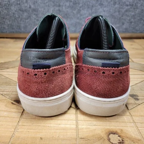 Ted Baker London Men's 10.5 Fish Scale Maroon Suede Lace Up Sneakers Shoes