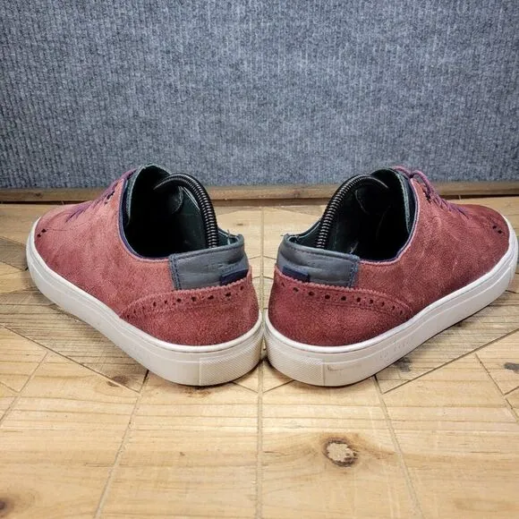 Ted Baker London Men's 10.5 Fish Scale Maroon Suede Lace Up Sneakers Shoes