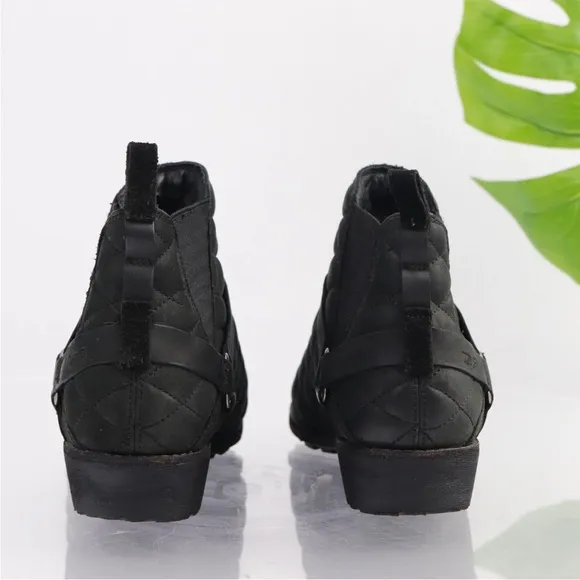 Teva De La Vina Quilted Leather Boots Chelsea Waterproof Black Size 9.5