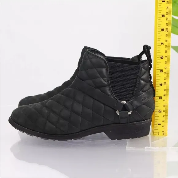 Teva De La Vina Quilted Leather Boots Chelsea Waterproof Black Size 9.5