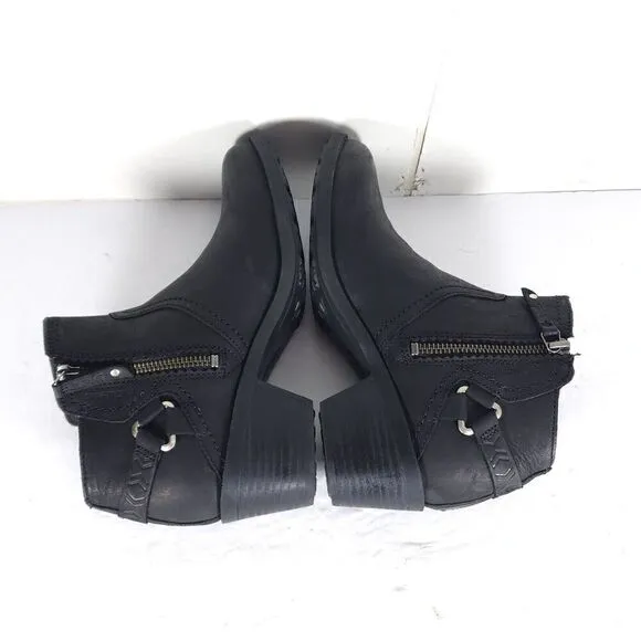 Teva Women's Foxy US 6, 5 Black Leather Side Zip Ankle Boots Booties