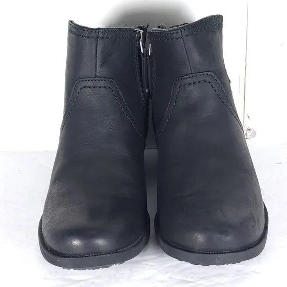 Teva Women's Foxy US 6, 5 Black Leather Side Zip Ankle Boots Booties
