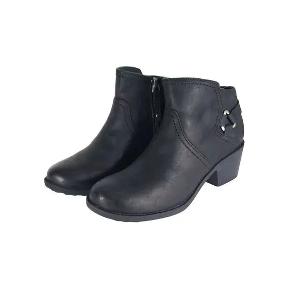 Teva Women's Foxy US 6, 5 Black Leather Side Zip Ankle Boots Booties