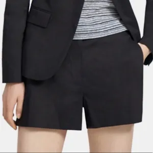 Theory Black Linen Mini Shorts