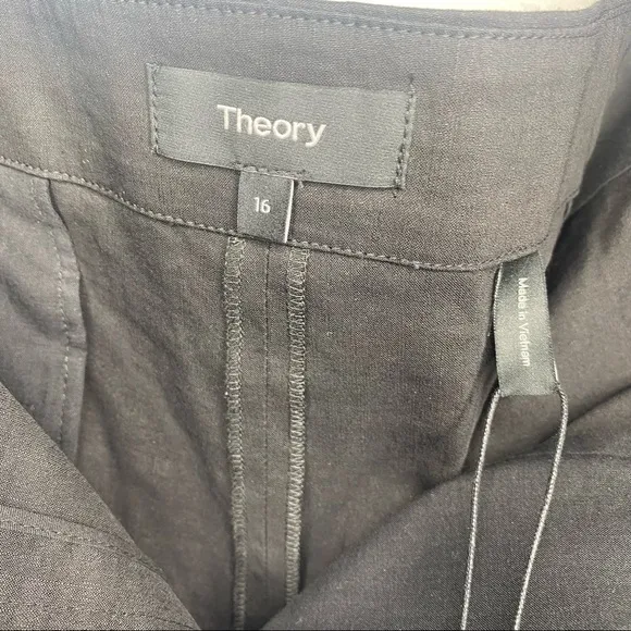 Theory Black Linen Mini Shorts