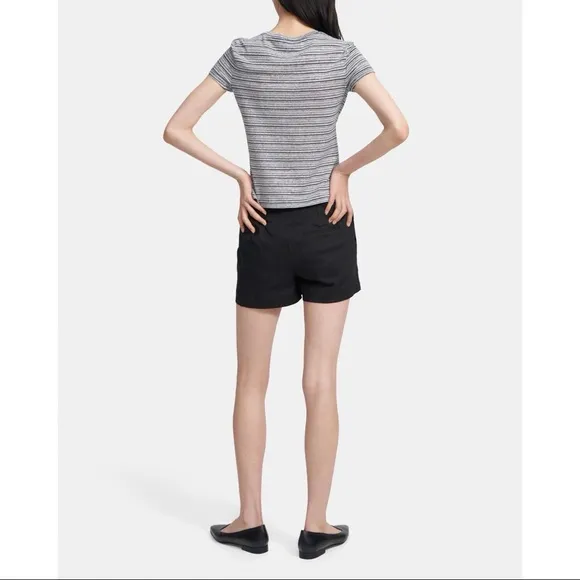 Theory Black Linen Mini Shorts