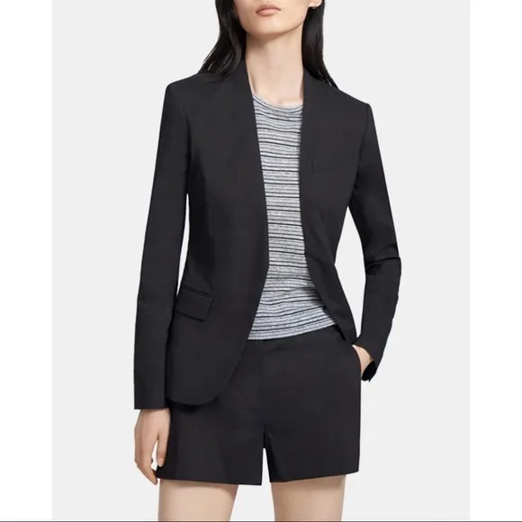 Theory Black Linen Mini Shorts