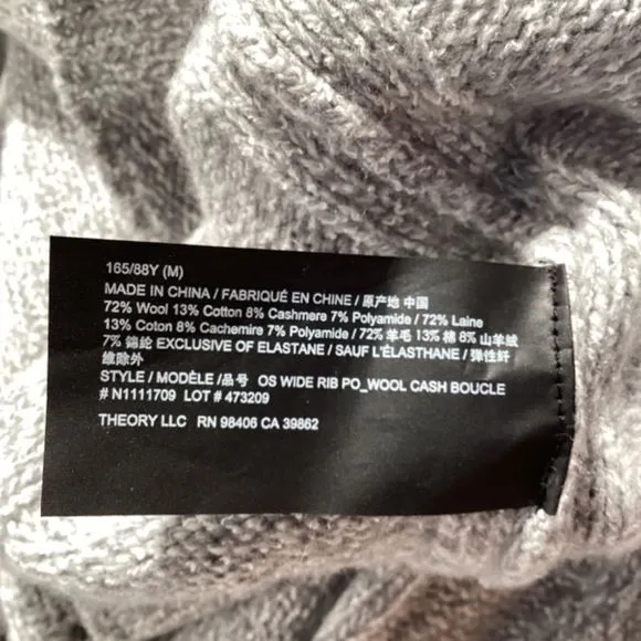 Theory Knitted Crewneck Sweater in Grey Wool