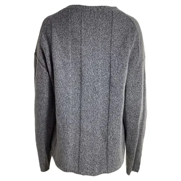 Theory Knitted Crewneck Sweater in Grey Wool